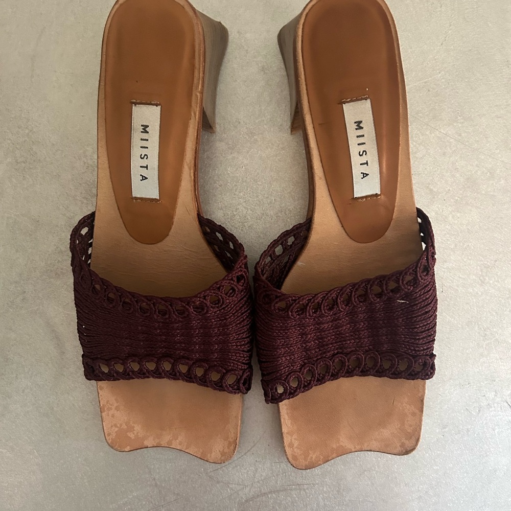 Miista Burgundy Woven Mules 39
